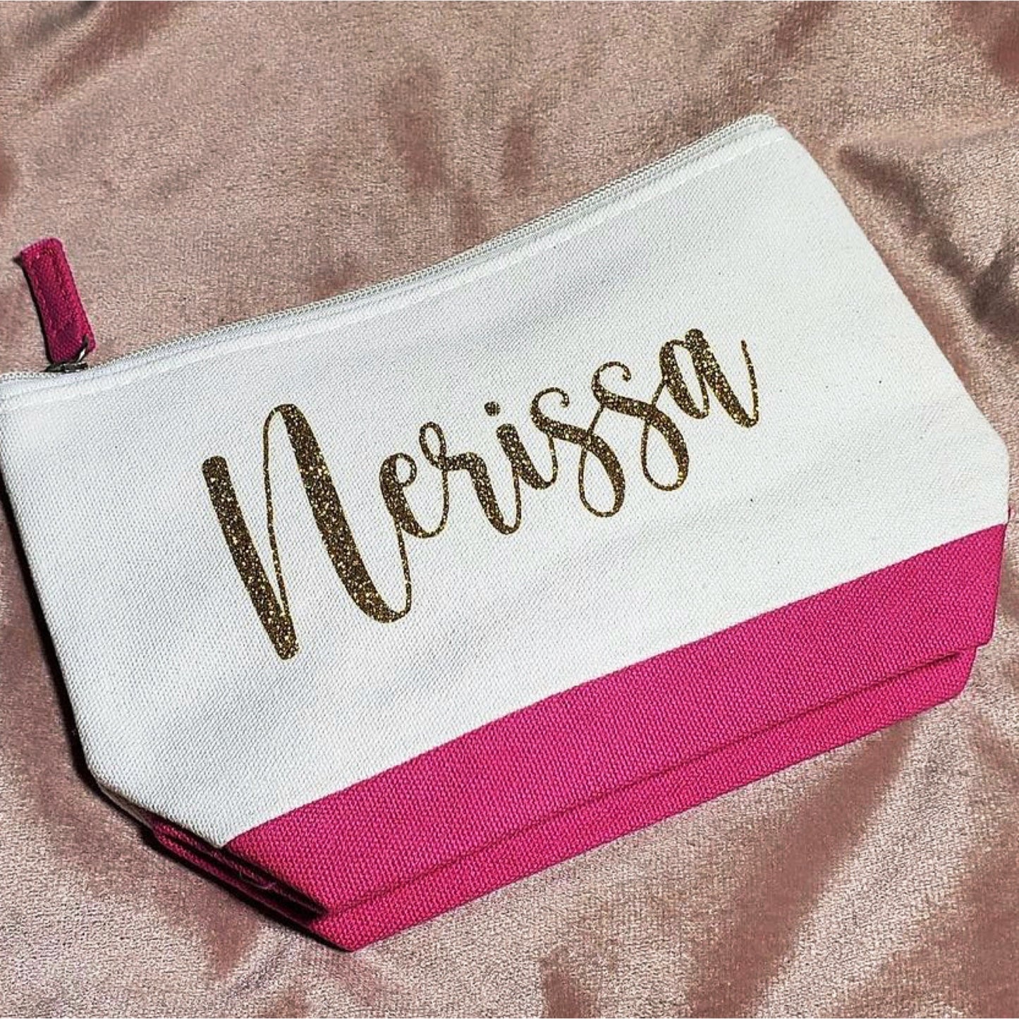 Pink Gusset Bottom Canvas Make Up Bag