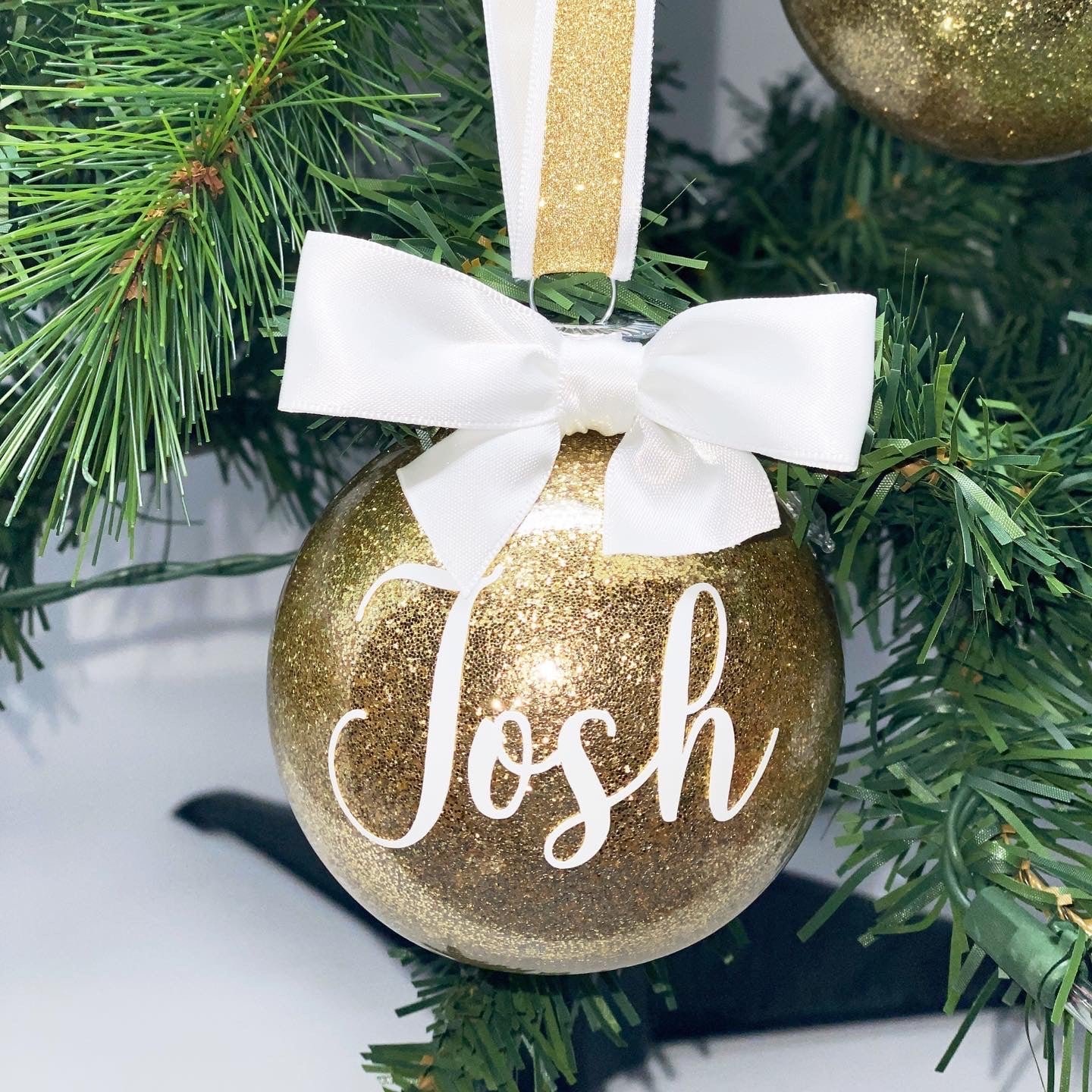Gold and White Round Ornament