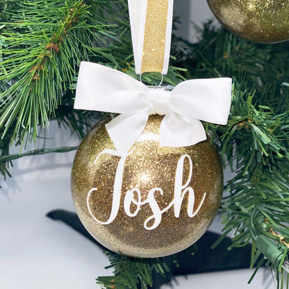 Gold and White Round Ornament
