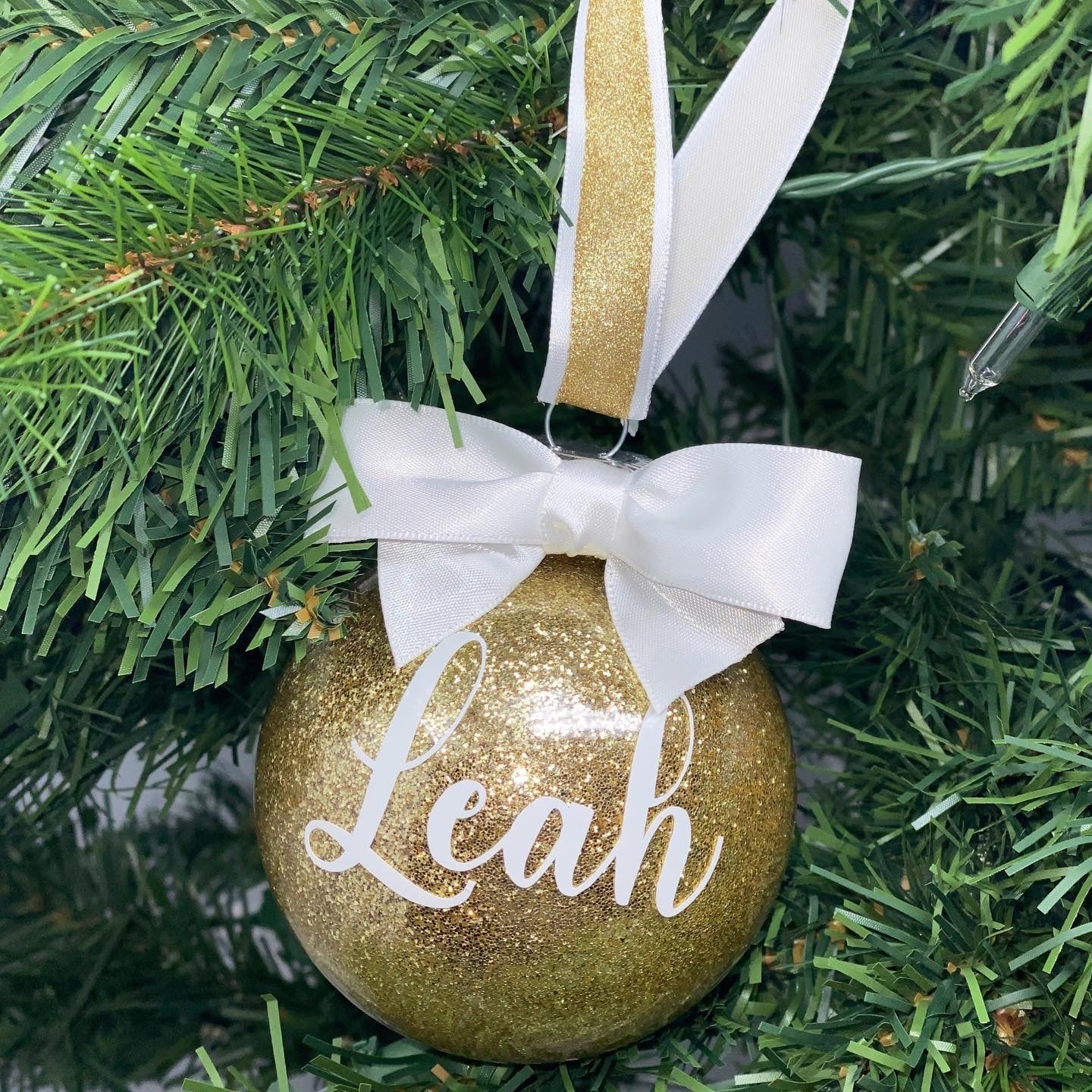 Gold and White Round Ornament