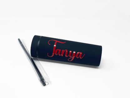 Skinny Matte Acrylic Tumbler with Straw