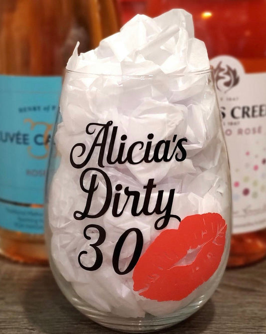 Dirty 30 Stemless Wine Glass