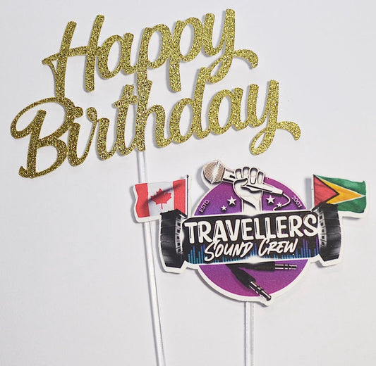 Gold Happy Birthday Cake Topper