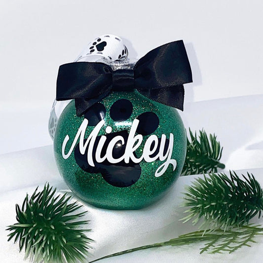 Dog Paw Ornament with Paw Ribbon